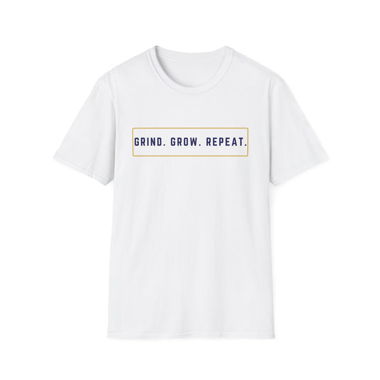 Motivational T-Shirt, Grind Grow Repeat Tee, Inspirational Apparel, Unisex Workout Shirt, Casual Everyday Top, Gift for Fitness Enthusiasts