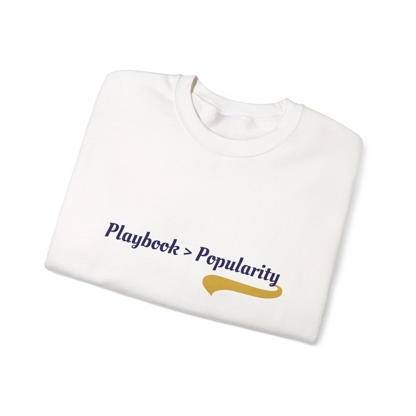Unisex Heavy Blend™ Crewneck Sweatshirt - "Playback > Popularity" Inspirational Sweatshirt, Cozy Sweatshirt, Gift for Music Lovers, [...]