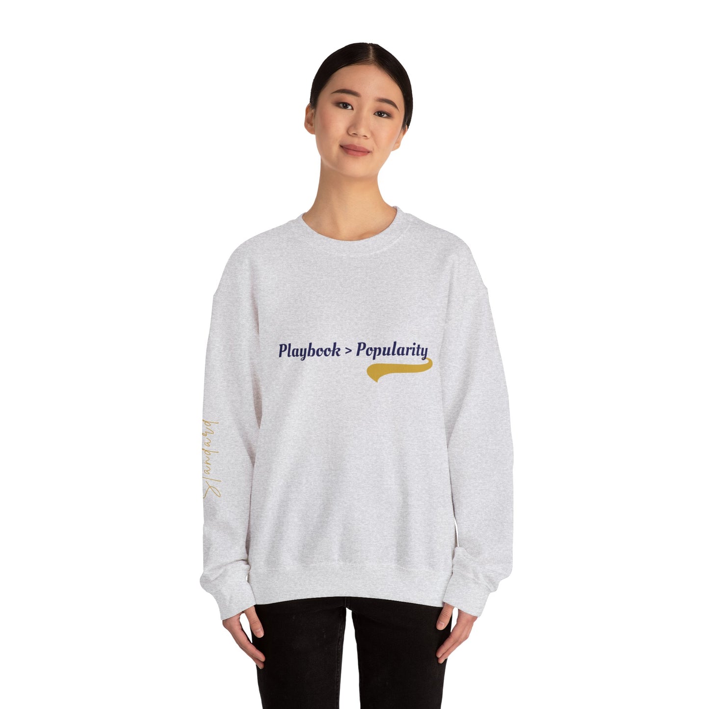 Unisex Heavy Blend™ Crewneck Sweatshirt - "Playback > Popularity" Inspirational Sweatshirt, Cozy Sweatshirt, Gift for Music Lovers, [...]