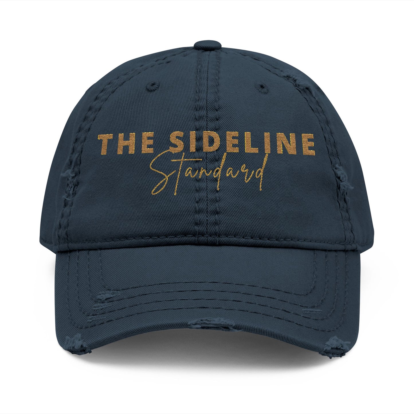 Distressed Dad Hat with 'The Sideline Standard' Embroidery, Casual Fashion Accessory, Gift for Sports Lovers, Trendy Summer Hat, [...]