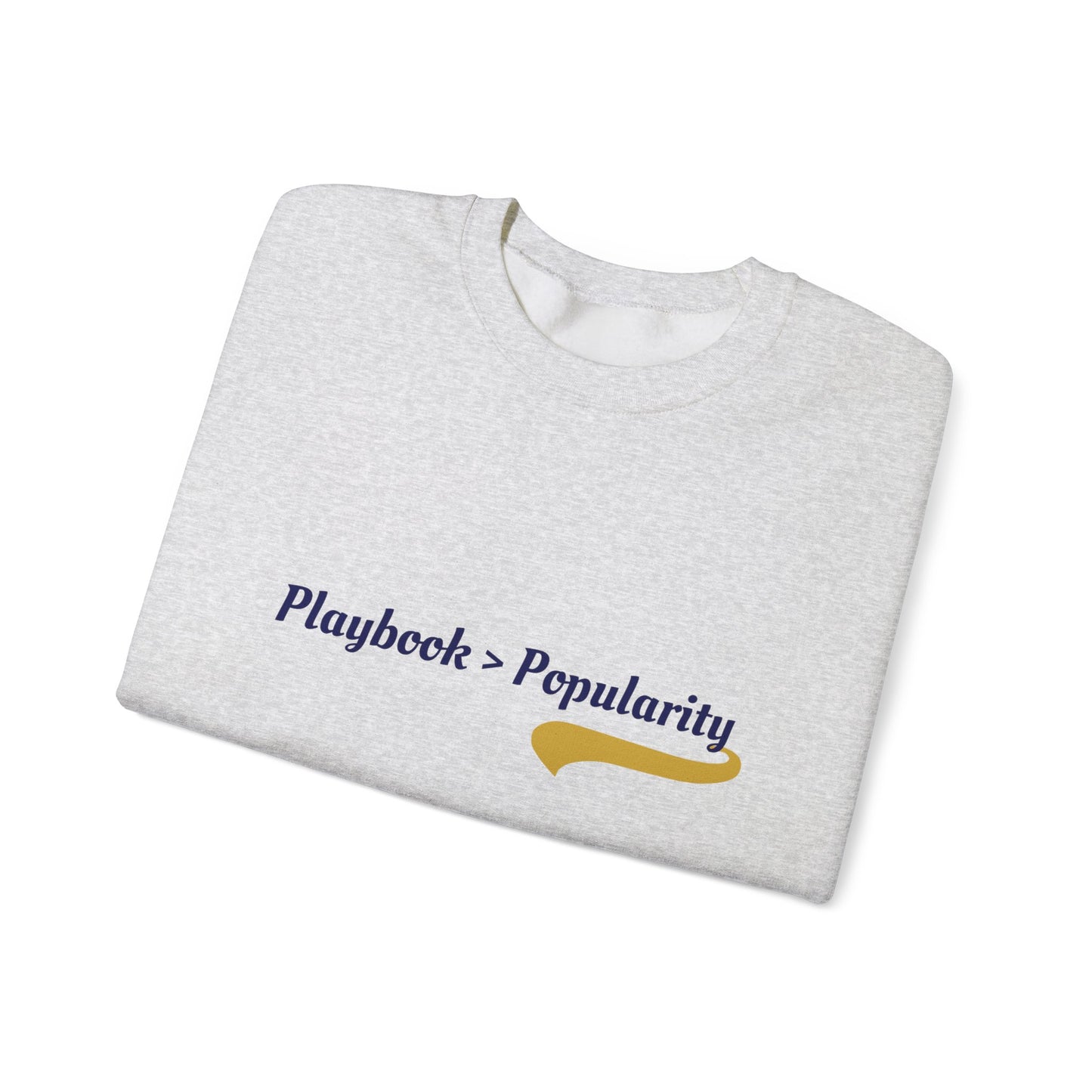 Unisex Heavy Blend™ Crewneck Sweatshirt - "Playback > Popularity" Inspirational Sweatshirt, Cozy Sweatshirt, Gift for Music Lovers, [...]